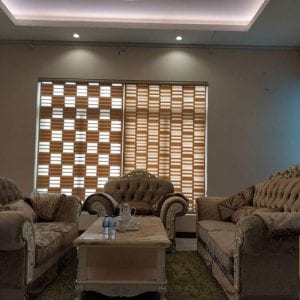rèm sáo cuốn 2 lớp ô vuông đẹp biệt thự ở Đà Nẵng